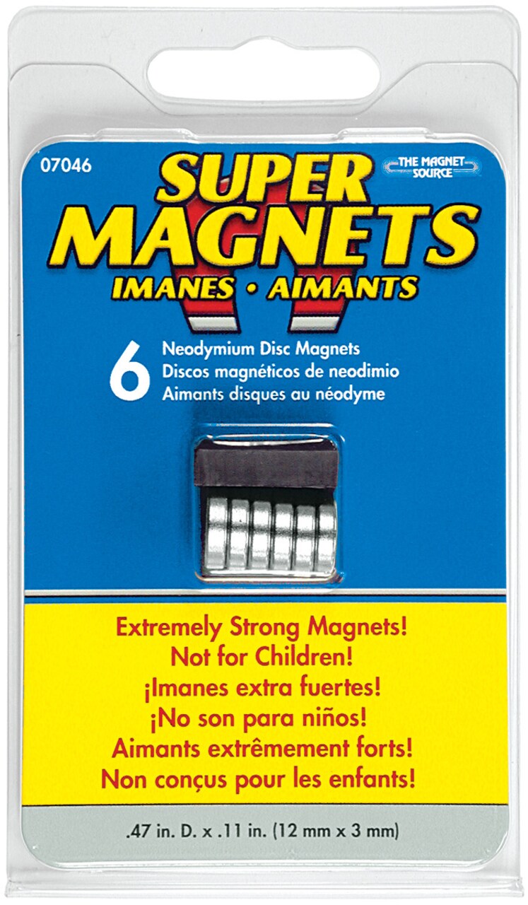 Magnet Source Super Neodymium Disc Magnets .47" x .11", 6/Pkg.